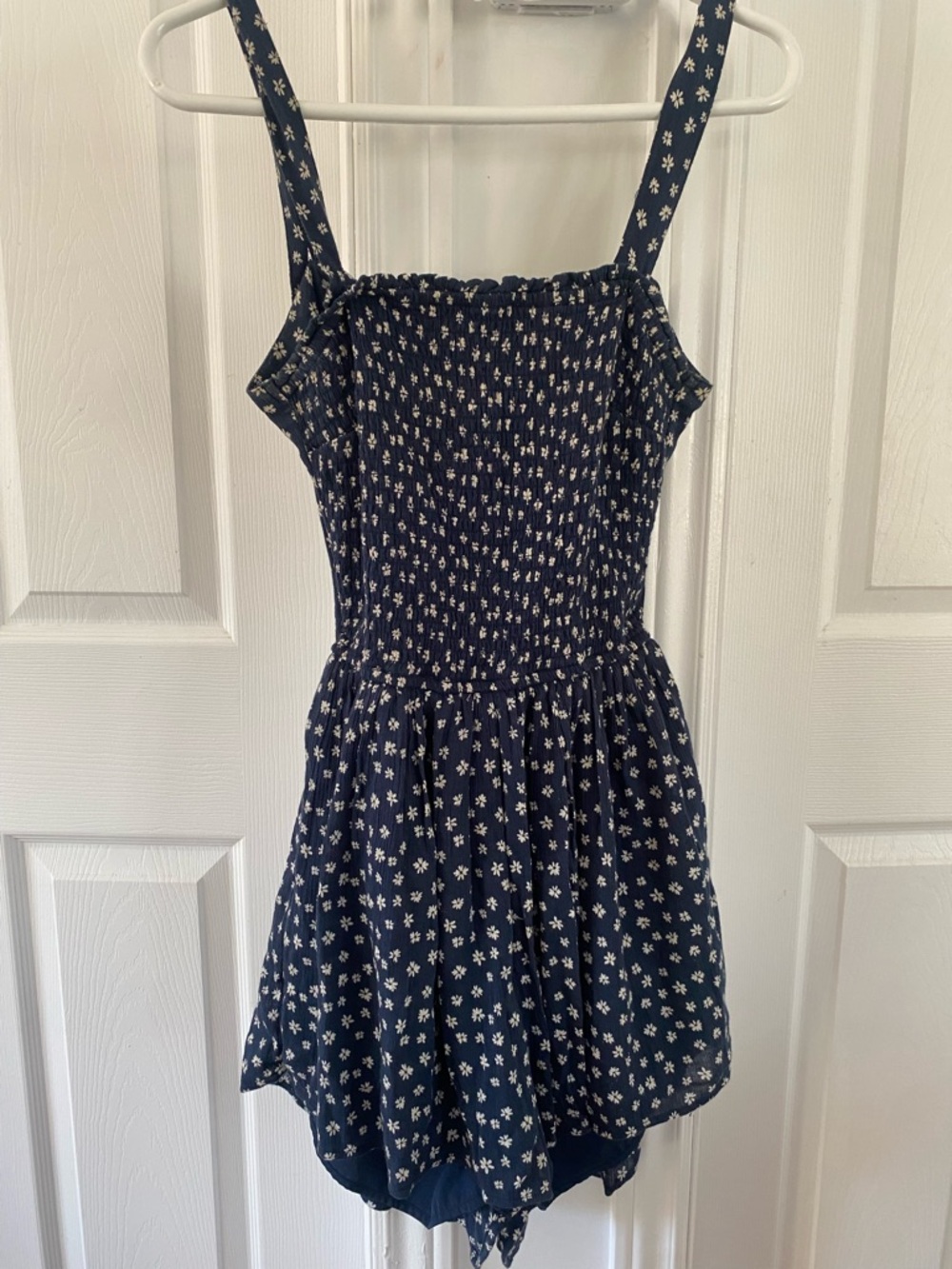 Hollister Navy Floral Smocked Romper